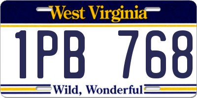 WV license plate 1PB768