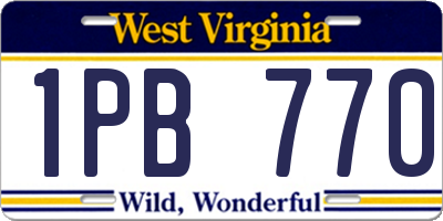 WV license plate 1PB770