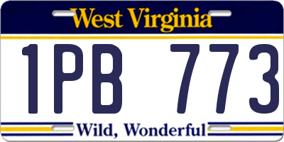 WV license plate 1PB773