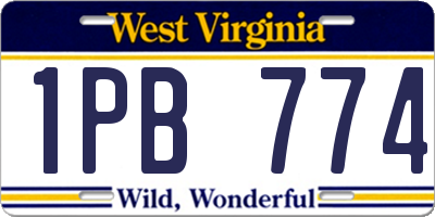 WV license plate 1PB774