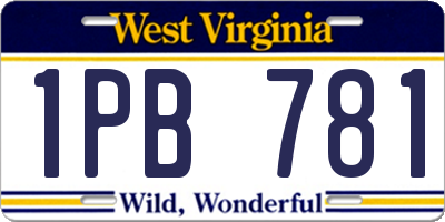 WV license plate 1PB781