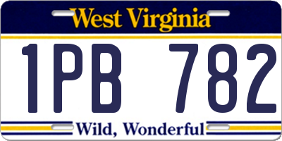 WV license plate 1PB782