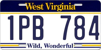 WV license plate 1PB784