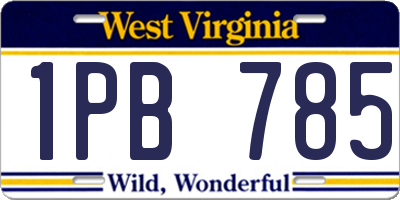 WV license plate 1PB785
