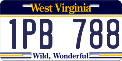 WV license plate 1PB788