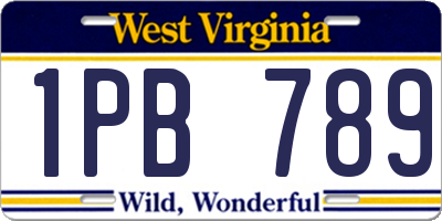 WV license plate 1PB789