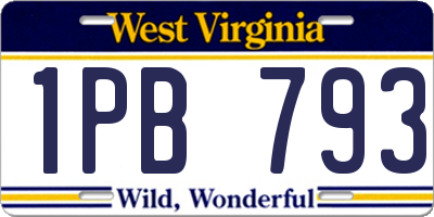WV license plate 1PB793