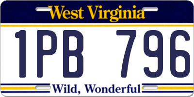 WV license plate 1PB796