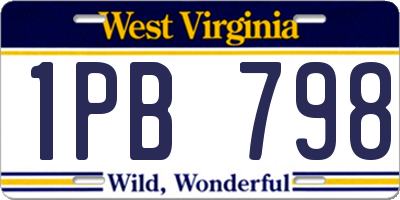 WV license plate 1PB798