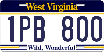 WV license plate 1PB800