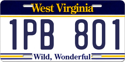 WV license plate 1PB801
