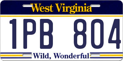 WV license plate 1PB804