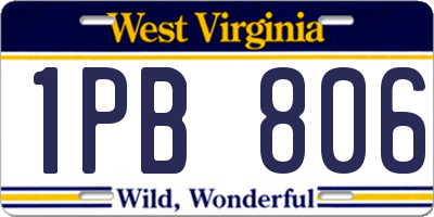WV license plate 1PB806