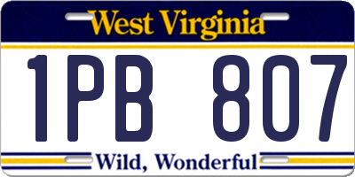 WV license plate 1PB807