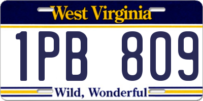 WV license plate 1PB809