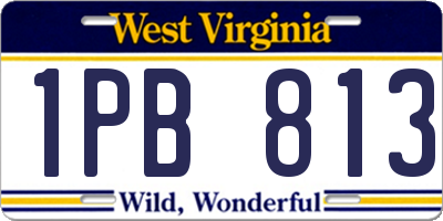 WV license plate 1PB813