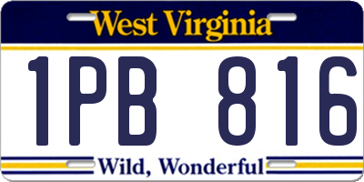 WV license plate 1PB816