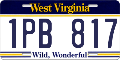 WV license plate 1PB817