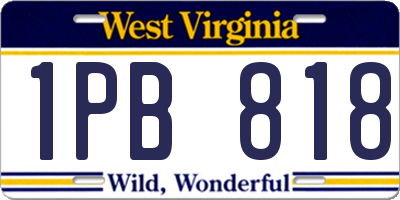 WV license plate 1PB818