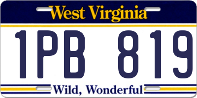 WV license plate 1PB819