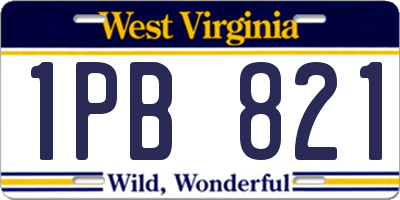 WV license plate 1PB821
