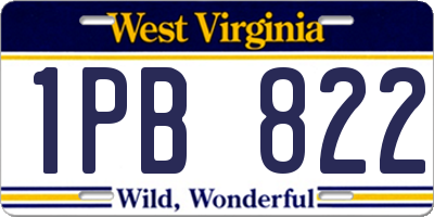 WV license plate 1PB822