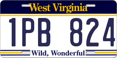 WV license plate 1PB824