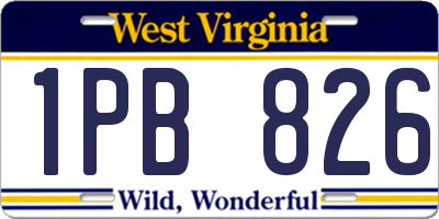 WV license plate 1PB826