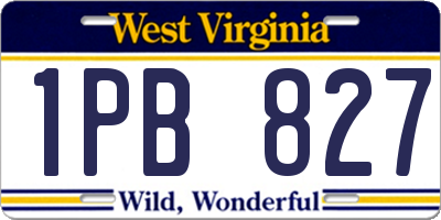 WV license plate 1PB827