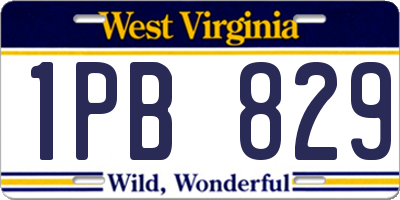 WV license plate 1PB829