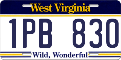 WV license plate 1PB830