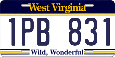 WV license plate 1PB831