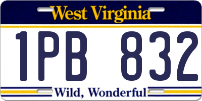 WV license plate 1PB832
