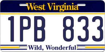 WV license plate 1PB833