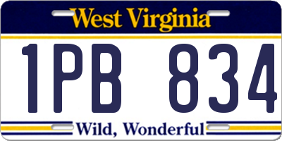 WV license plate 1PB834