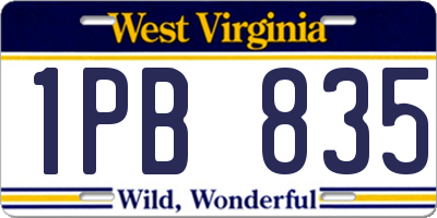 WV license plate 1PB835
