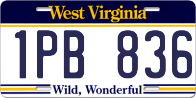 WV license plate 1PB836