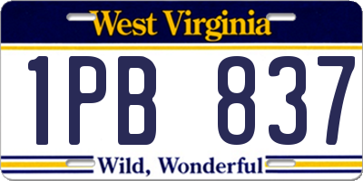 WV license plate 1PB837