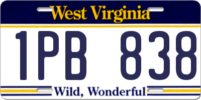 WV license plate 1PB838