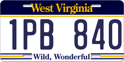 WV license plate 1PB840