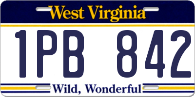 WV license plate 1PB842