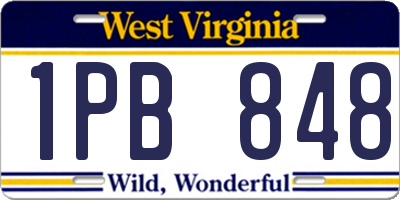 WV license plate 1PB848