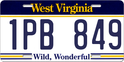 WV license plate 1PB849
