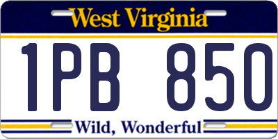 WV license plate 1PB850