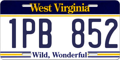 WV license plate 1PB852