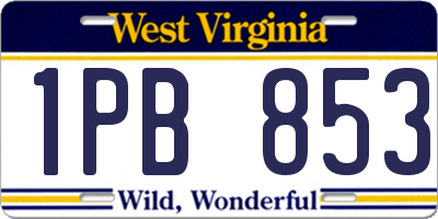 WV license plate 1PB853