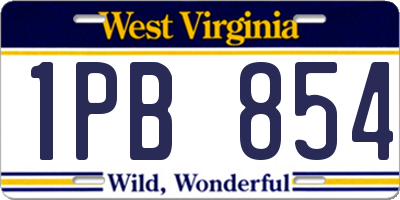 WV license plate 1PB854