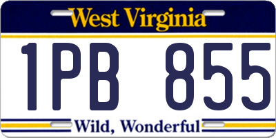 WV license plate 1PB855