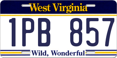 WV license plate 1PB857