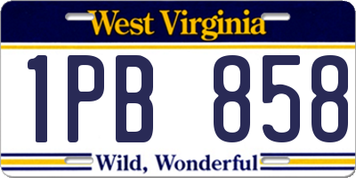 WV license plate 1PB858